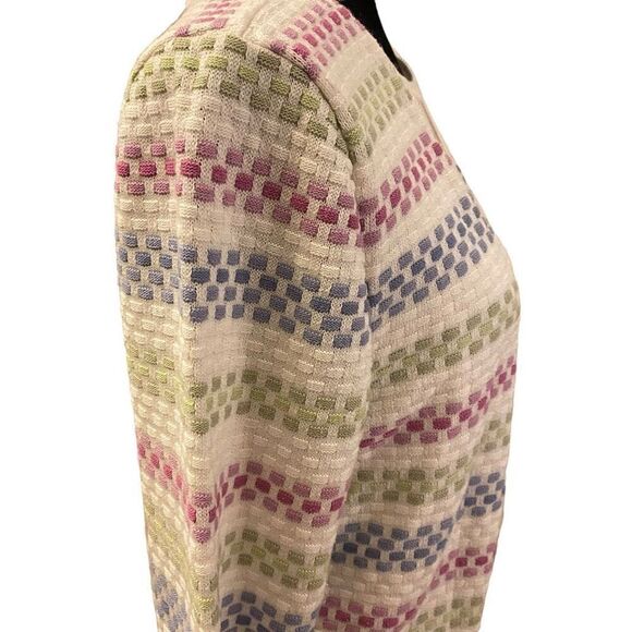 Alfred Dunner White Multicolored Stripes Faux Sweater Set Sz L petite - Picture 6 of 12